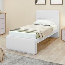 Cama de Solteiro material sintético Cabeceira Estampada Madeira Loop Branco Cama de Solteiro material sintético Cabeceira Estampada Madeira Loop Branco