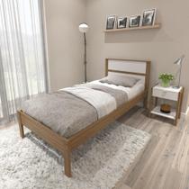 Cama de Solteiro para Colchão 88 x 188 cm Multimóveis CR35008 Amendoa/Branca Cama de Solteiro para Colchão 88 x 188 cm Multimóveis CR35008 Amendoa/Branca