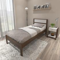 Cama de Solteiro para Colchão 88 x 188 cm Multimóveis CR35008 Nogal/Branca Cama de Solteiro para Colchão 88 x 188 cm Multimóveis CR35008 Nogal/Branca