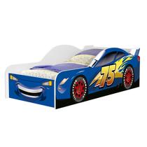 Cama De Solteiro Para Quarto Carro Com Proteção Lateral Adesivada MDF Baixa de Chão Design Moderno