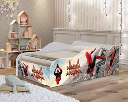 Cama De Solteiro Para Quarto de Menino Do Homem Aranha MDF Com Estrado Madeira Decoração Infantil