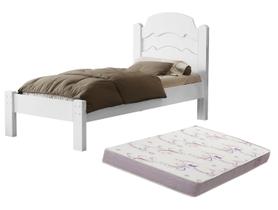 Cama De Solteiro Para Quarto MDF Clássica Iris Tradicional Com Colchão 188x88cm