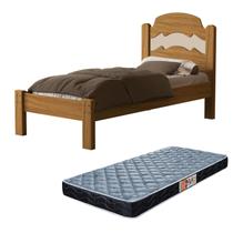 Cama De Solteiro Para Quarto MDF Clássica Iris Tradicional Com Colchão 188x88cm
