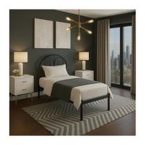 Cama De Solteiro Republica Aço Preta Com Estrado Em Pinus 022