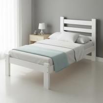 Cama de Solteiro Rubi Madeira Maciça Resistente Branco Repleta