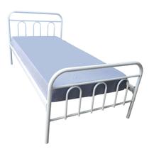 Cama de Solteiro Tipo Militar 100% Aço Com Estrado de Ferro Branca 023