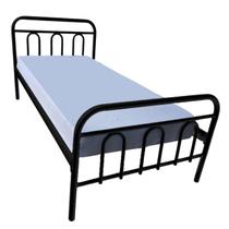 Cama de Solteiro Tipo Militar 100% Aço Com Estrado de Ferro Preta 023