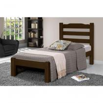 Cama de Solteiro Veneza de Madeira Maciça Tauari Castanho