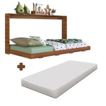 Cama Dobrável Articulada Horizontal Solteiro Nogal Com Colchão Lain Shop Jm