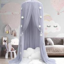 Cama Dossel para Meninas - Princesa Cama Dossel Mosquito Net Berçário Sala de Jogos Decoração Dome Premium Fio Cortinas Cortinas Jogo de Bebê Dream Castle, Cinza