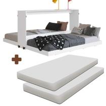 Cama Dupla Montessoriana Articulável Solteiro Branco Com 2 Colchões Phoenix Art In Móveis