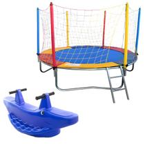Cama Elástica 2,30m Infantil Colorida Premium Resistente Gangorra 2 Lugar