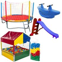 Cama Elástica 2,30m Piscina de Bolinhas 1,00m 500 Bolinhas Escorrega e Gangorra Cama Elástica 2,30m Piscina de Bolinhas 1,00m 500 Bolinhas Escorrega e Gangorra