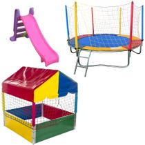 Cama Elástica 2,30m Piscina de Bolinhas 1,00m Escorregador Médio Cama Elástica 2,30m Piscina de Bolinhas 1,00m Escorregador Médio
