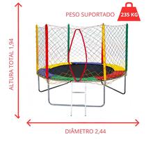 Cama elástica 2,44 premium suporta 165 kg