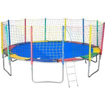 Cama Elástica 4,27M 6 Pés ChicoPlay Lona Azul Nacional Com Emenda Cama Elástica 4,27M 6 Pés ChicoPlay Lona Azul Nacional Com Emenda