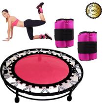 Cama Elástica Mini Jump Pink 32 Molas + Caneleira 3 Kg Pink