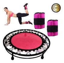 Cama Elástica Mini Jump Pink 32 Molas + Caneleira 5 Kg Pink