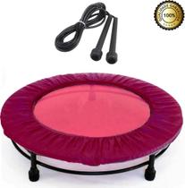 Cama Elástica Mini Jump Profissional Rosa + Capa Rosa +Corda