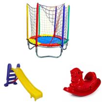 Cama Elástica Pula Pula 1,40m Escorregador Médio Gangorra Infantil Cama Elástica Pula Pula 1,40m Escorregador Médio Gangorra Infantil