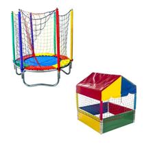 Cama Elástica Pula Pula 1,40m Nacional Piscina de Bolinhas Quadrada 1,00m Premium