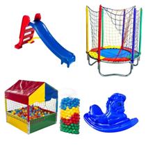 Cama Elástica Pula Pula 1,40m + Piscina de Bolinhas 1,00m + 500 Bolinhas + Escorregador Médio + Gangorra 1 Lugar Cama Elástica Pula Pula 1,40m + Piscina de Bolinhas 1,00m + 500 Bolinhas + Escorregador Médio + Gangorra 1 Lugar