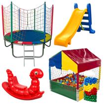 Cama Elástica Pula Pula 1,83m Piscina de Bolinhas 1,00m Quadrada Escorregador 3 Degraus Gangorra Infantil 500 Bolinhas Coloridas Cama Elástica Pula Pula 1,83m Piscina de Bolinhas 1,00m Quadrada Escorregador 3 Degraus Gangorra Infantil 500 Bolinhas Coloridas