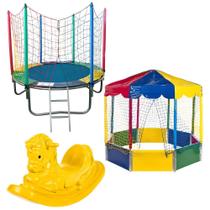 Cama Elástica Pula Pula 1,83m Premium Piscina de Bolinhas Oitavada 2,00m Resistente Gangorra Infantil