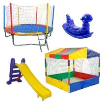 Cama Elástica Pula Pula 2,30m Nacional Piscina de Bolinhas 1,50m Escorregador Médio Cavalinho