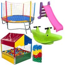 Cama Elástica Pula Pula 2,30m Nacional Piscina de Bolinhas Quadrada 1,00m Premium 500 Bolinhas Escorregador Médio 3 Degraus Gangorra 2 Lugares Cama Elástica Pula Pula 2,30m Nacional Piscina de Bolinhas Quadrada 1,00m Premium 500 Bolinhas Escorregador Médio 3 Degraus Gangorra 2 Lugares