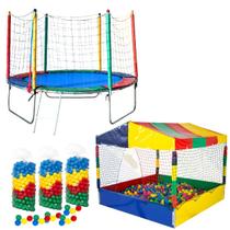 Cama Elástica Pula Pula 2,30m Nacional Piscina de Bolinhas Quadrada 1,50m Com 1.500 Bolinhas Coloridas Cama Elástica Pula Pula 2,30m Nacional Piscina de Bolinhas Quadrada 1,50m Com 1.500 Bolinhas Coloridas
