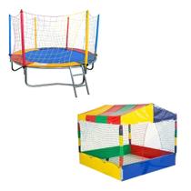 Cama Elástica Pula Pula 2,30m Nacional + Piscina de Bolinhas Quadrada 1,50m Premium - Rotoplay Brinquedos