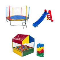 Cama Elástica Pula Pula 2,30m Piscina de Bolinhas 1,00m 500 Bolinhas Coloridas Escorregador Médio Cama Elástica Pula Pula 2,30m Piscina de Bolinhas 1,00m 500 Bolinhas Coloridas Escorregador Médio