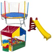 Cama Elástica Pula Pula 2,30m Piscina de Bolinhas 1,00m 500 Bolinhas Coloridas Escorregador Médio Cama Elástica Pula Pula 2,30m Piscina de Bolinhas 1,00m 500 Bolinhas Coloridas Escorregador Médio