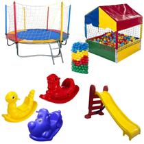 Cama Elástica Pula Pula 2,30m + Piscina de Bolinhas 1,00m + 500 Bolinhas + Escorregador Médio + 3 Gangorras 1 Lugar Cama Elástica Pula Pula 2,30m + Piscina de Bolinhas 1,00m + 500 Bolinhas + Escorregador Médio + 3 Gangorras 1 Lugar