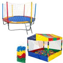 Cama Elástica Pula Pula 2,30m Premium Piscina de Bolinhas 1,50m 500 Bolinhas Coloridas