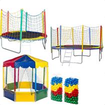 Cama Elastica Pula Pula 3,05m e 2,30m com Piscina de Bolinhas Oitavada 2,00m 1000 Bolinhas