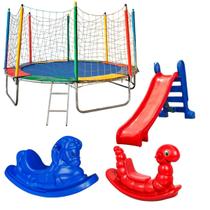 Cama Elastica Pula Pula 3,05m Escorregador Médio 2 Gangorras 1 Lugar Cama Elastica Pula Pula 3,05m Escorregador Médio 2 Gangorras 1 Lugar