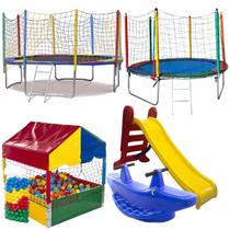 Cama Elástica Pula Pula 3,05m Grande Resistente Pula Pula 2,30m Piscina de Bolinhas 1,00m Escorregador Médio Jacaré 2 Lugares Brinquedo Infantil