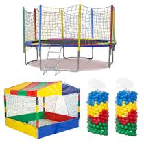 Cama Elástica Pula Pula 3,05m Resistente Piscina de Bolinhas 1,50m 1.000 Bolinhas Coloridas