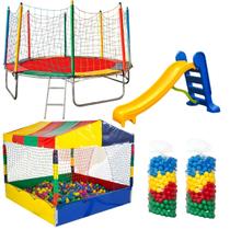Cama Elástica Pula Pula 3,05m Resistente Piscina de Bolinhas 1,50m 1000 Bolinhas Coloridas Escorregador Médio Cama Elástica Pula Pula 3,05m Resistente Piscina de Bolinhas 1,50m 1000 Bolinhas Coloridas Escorregador Médio