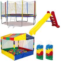 Cama Elástica Pula Pula 3,05m Resistente Piscina de Bolinhas 1,50m 1000 Bolinhas Coloridas Escorregador Playground Grande Cama Elástica Pula Pula 3,05m Resistente Piscina de Bolinhas 1,50m 1000 Bolinhas Coloridas Escorregador Playground Grande