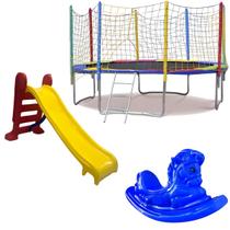 Cama Elástica Pula Pula de 3,05 metross Escorregador Médio 3 Degraus Gangorra 1 Lugar Cama Elástica Pula Pula de 3,05 metross Escorregador Médio 3 Degraus Gangorra 1 Lugar