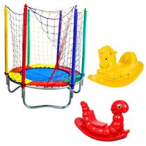 Cama elástica pula pula trampolim 1,40m + 2 gangorras 1 lugar infantil - Rotoplay Brinquedos