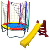 Cama Elástica Pula Pula Trampolim 1,40m Escorregador Médio 3 Degraus
