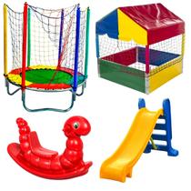 Cama Elástica Pula Pula Trampolim 1,40m Piscina de Bolinhas Quadrada 1,00m Escorregador Médio Gangorra Premium Cama Elástica Pula Pula Trampolim 1,40m Piscina de Bolinhas Quadrada 1,00m Escorregador Médio Gangorra Premium