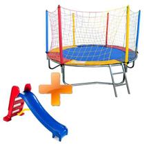 Cama Elástica Pula Pula Trampolim 2,30m + Escorregador Médio Playground - Rotoplay Brinquedos