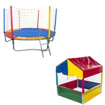 Cama Elástica Pula Pula Trampolim 2,30m Piscina de Bolinhas Quadrada 1,00m Premium Infantil Rotoplay Brinquedos