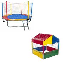 Cama Elástica Pula Pula Trampolim Nacional Premium 2,30m + Piscina De Bolinhas 1,00m Pequena