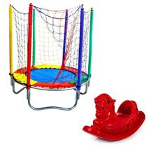 Cama Elástica Trampolim Pula Pula 1,40m Gangorra 1 Lugar Playground Nacional Premium Colorido